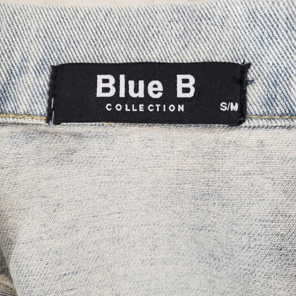 Blue B Collection Distressed Cropped Denim Jacket W/ Rhinestone Fringe - Picture 5 of 6